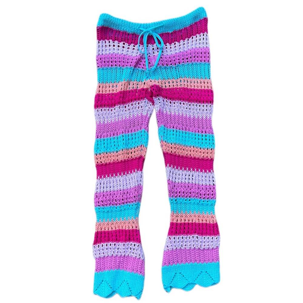 KATYDID DEEP PASTEL STRIPES BEACH CROCHET PANTS